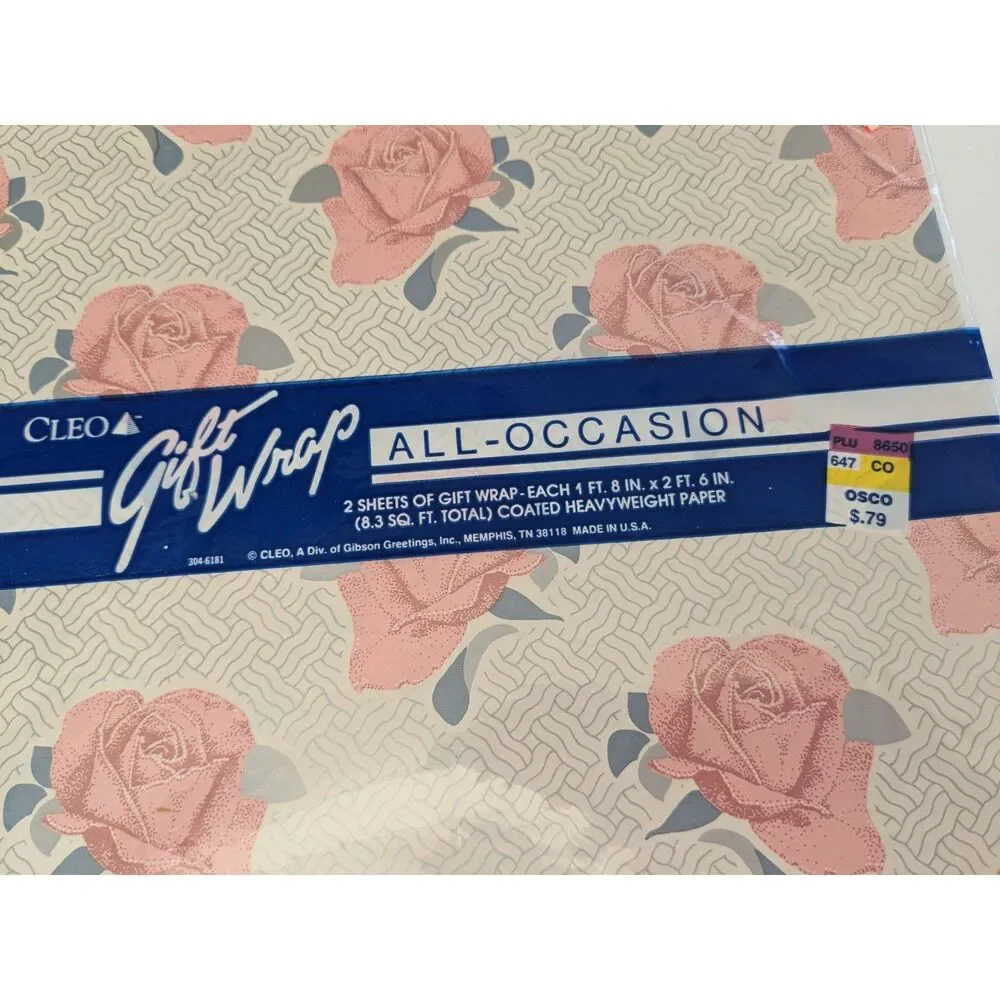 2 Packs Vintage/Retro Cleo Gift Wrap - Swans & Roses - 2 Sheets Each